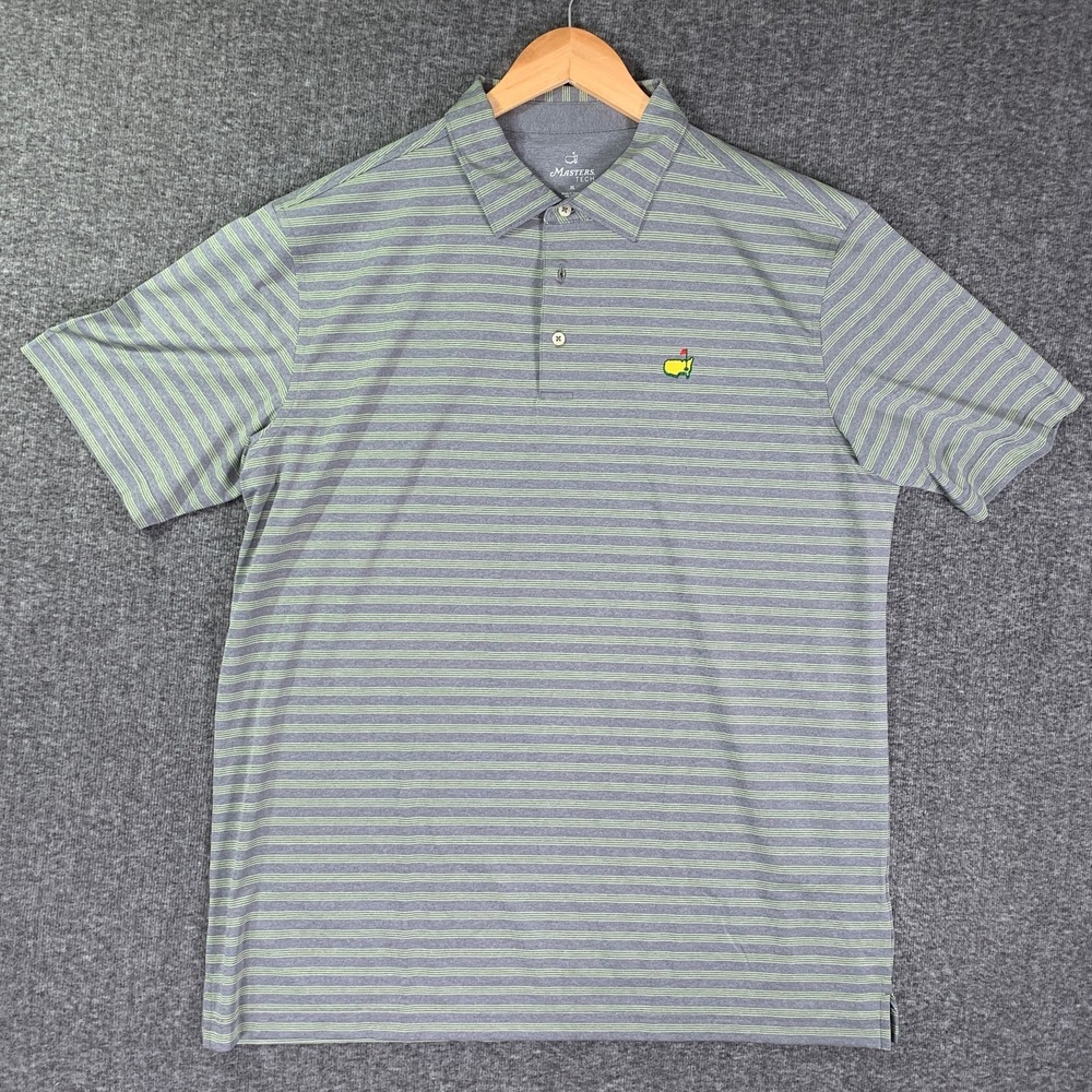 Masters Tech Polo Men Extra Large Green Striped Performance Stretch Golf Modern